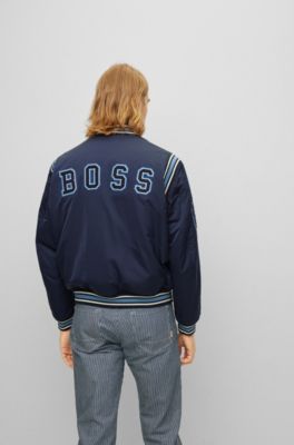 BOSS - Water-repellent satin jacket with double-monogram badge