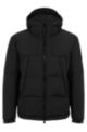 Water-repellent hooded jacket in mixed materials, Black