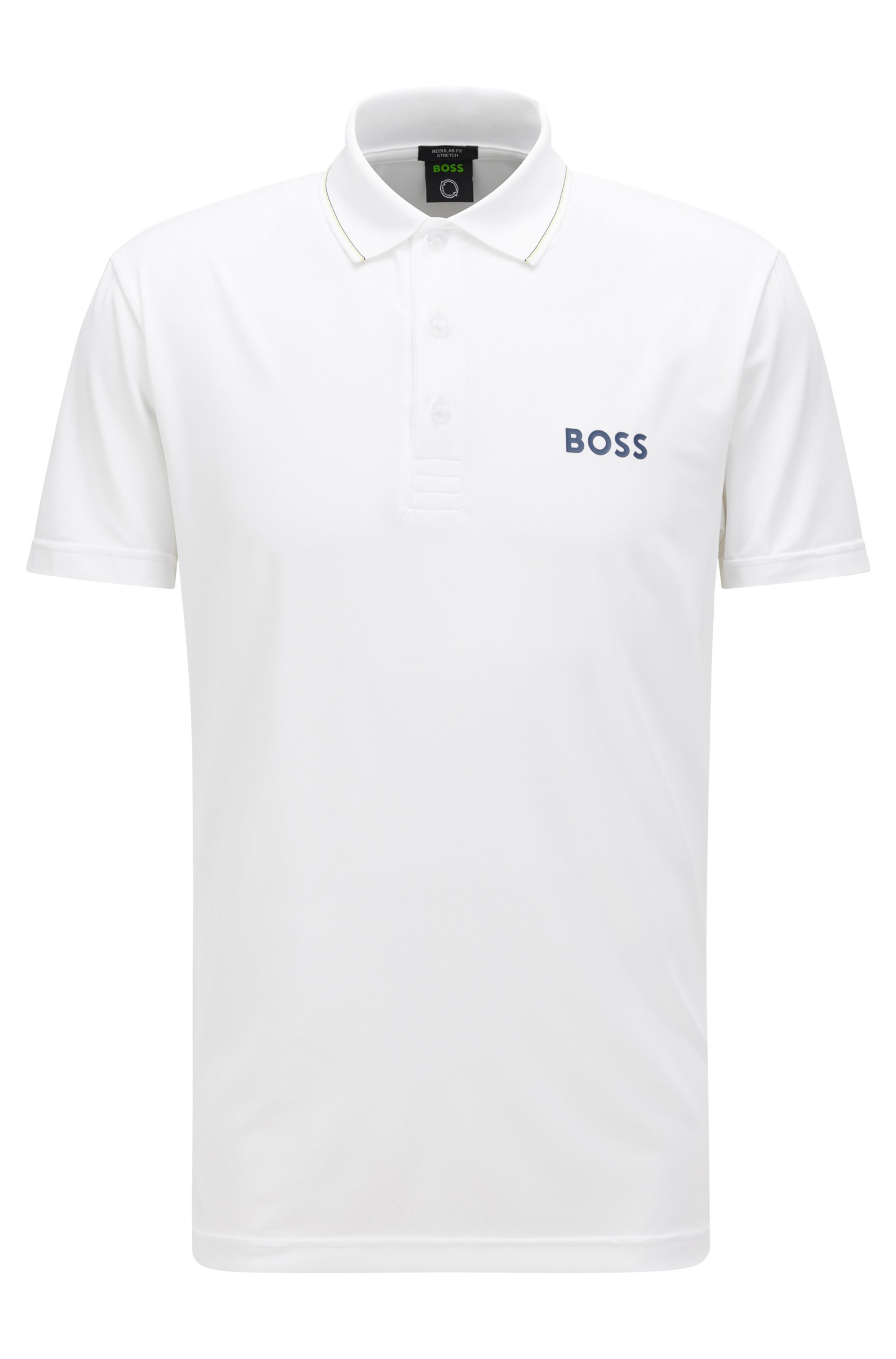 Poloshirt aus Stretch-Jersey mit Logo, Weiß