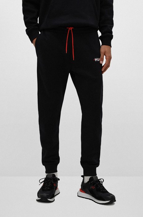 Cotton-blend tracksuit bottoms with stripe and logo, Black