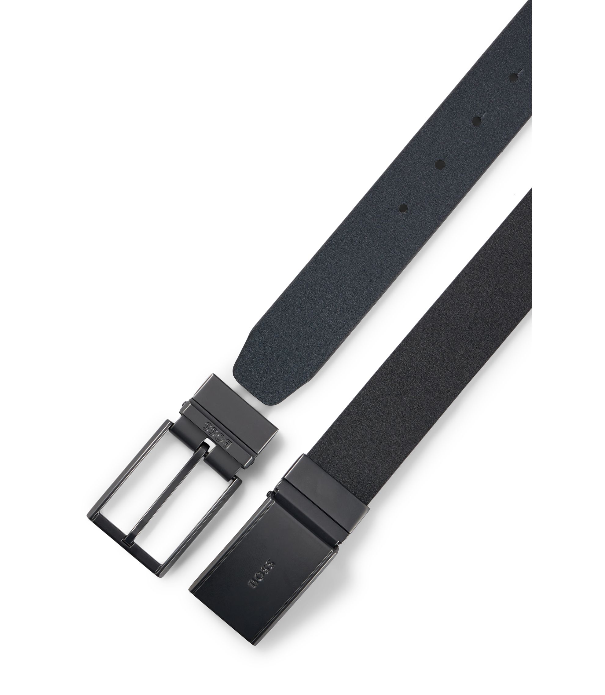 BOSS - イタリアンレザー リバーシブルベルト ピン＆プレートバックル