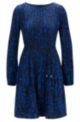 Plissé-pleat mini dress in python-print crepe Georgette, Blue Patterned