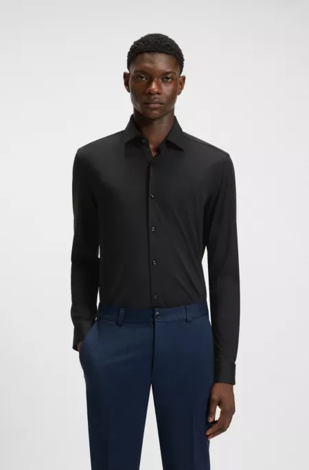 Slim-fit shirt in performance-stretch jersey