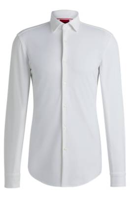 Hugo Slim-fit Shirt In Performance-stretch Jersey In White