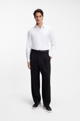 Camicia slim fit in jersey elasticizzato ad alte prestazioni, Bianco