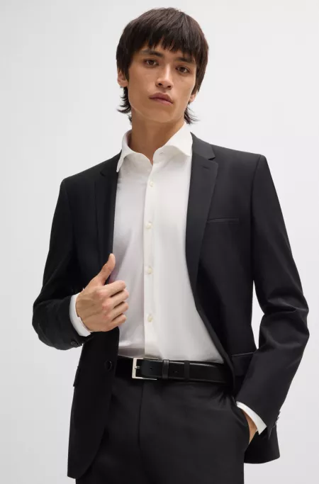 Slim-fit shirt in performance-stretch jersey