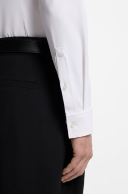 Camicia slim fit in jersey elasticizzato ad alte prestazioni, Bianco