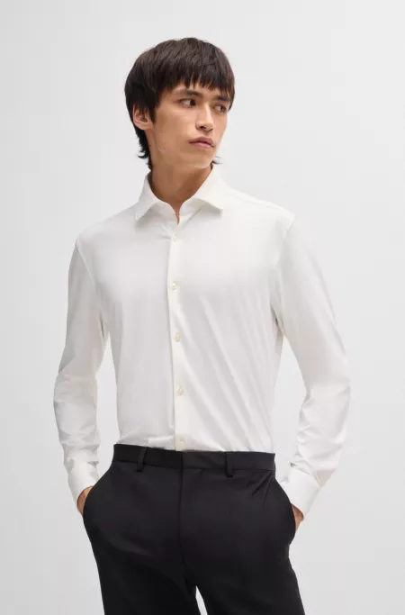 Slim-fit shirt in performance-stretch jersey