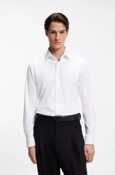 Slim-fit shirt in performance-stretch jersey
