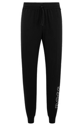 Stretch-cotton pajama bottoms with logo print