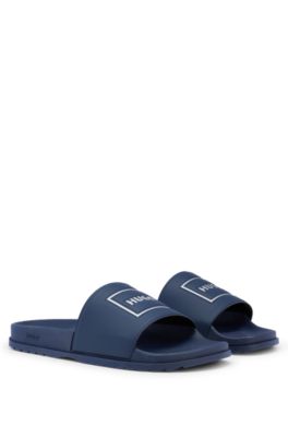 HUGO - strap Slides wide metallic framed with logo and