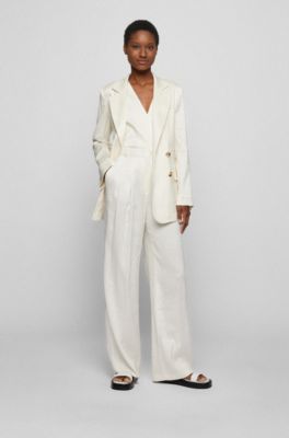 HUGO BOSS Donna Abbigliamento Cappotti e giubbotti Giacche Blazer Giacca con cintura in tessuto elasticizzato e lino 