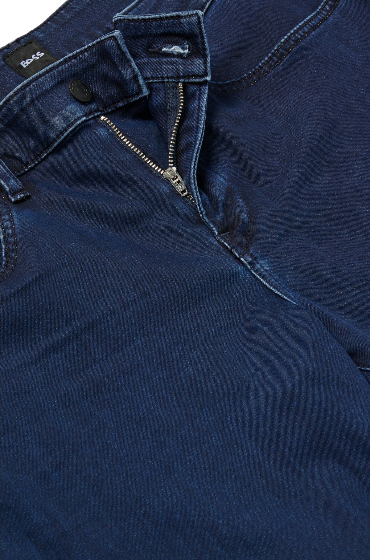 BOSS Slim-fit jeans in blue satin-touch