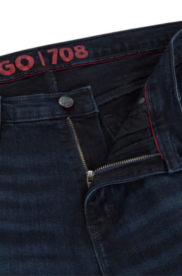 HUGO - Slim-Fit Jeans aus schwarzblauem Stretch-Denim
