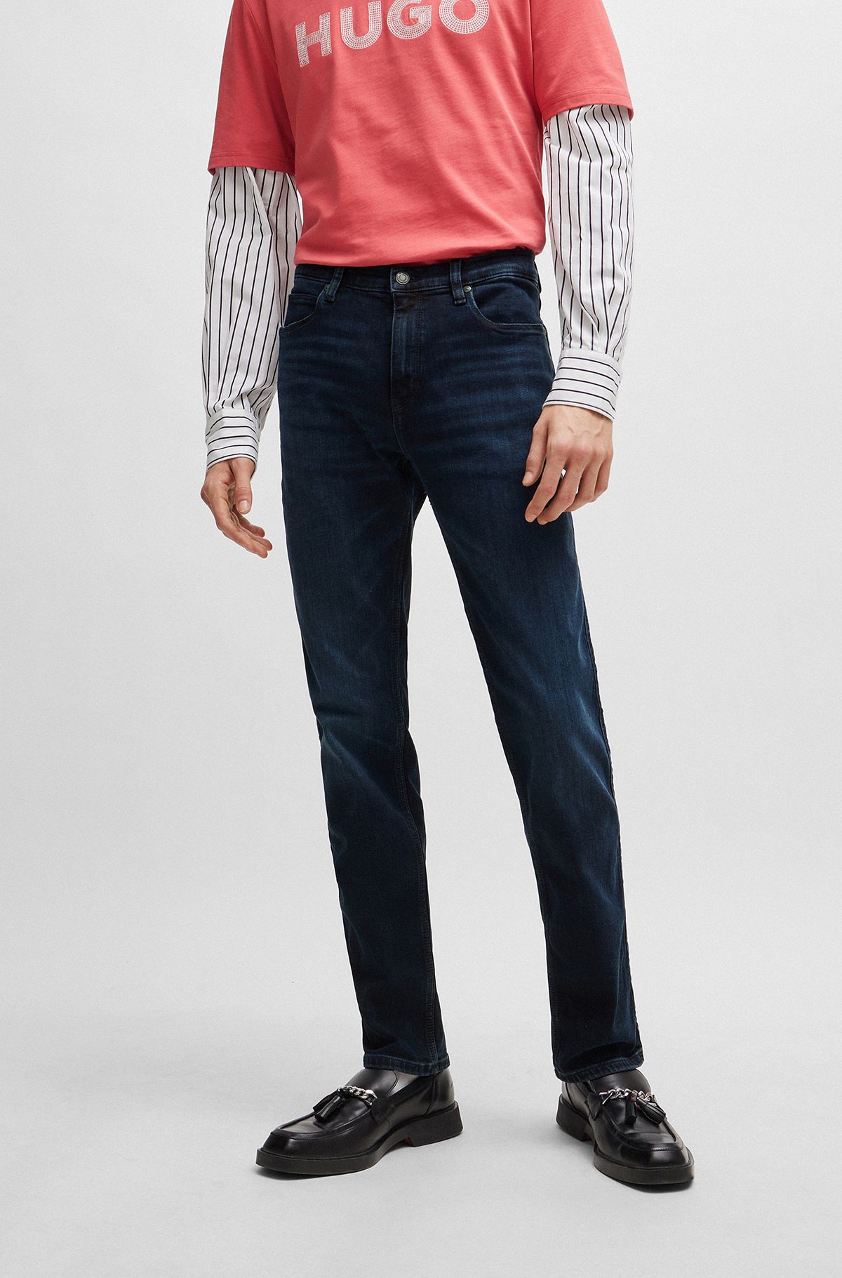 Slim-Fit Jeans aus schwarzblauem Stretch-Denim, Dunkelblau