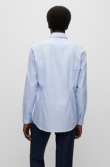 纹理结构棉质修身衬衫,  451_Light/Pastel Blue