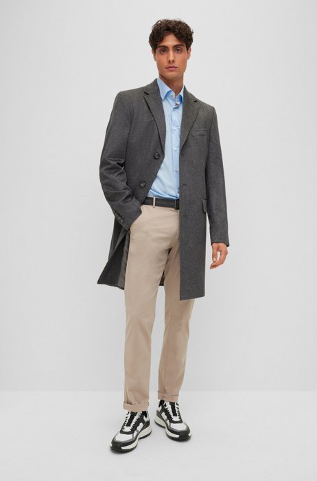 Slim-fit coat in responsible cashmere with signature lining, Silver