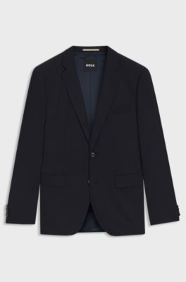Regular-fit jacket in micro-patterned stretch fabric, Dark Blue