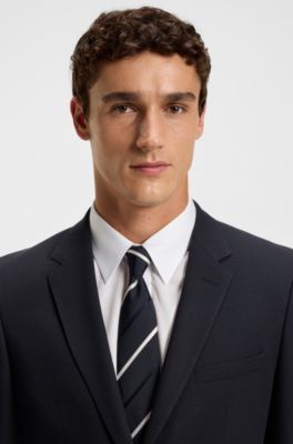 Regular-fit jacket in micro-patterned stretch fabric, Dark Blue