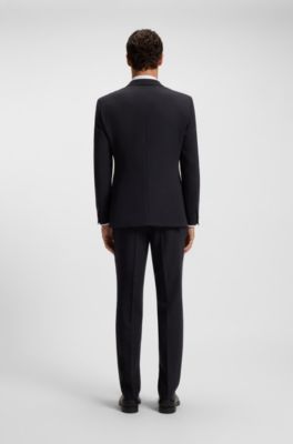 Regular-fit jacket in micro-patterned stretch fabric, Dark Blue