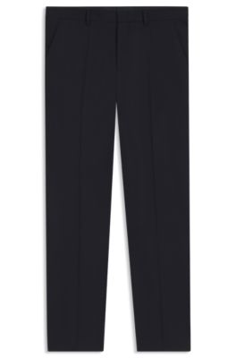 Regular-fit trousers in micro-patterned stretch fabric, Dark Blue