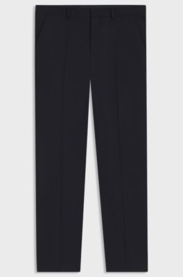 Regular-fit trousers in micro-patterned stretch fabric, Dark Blue