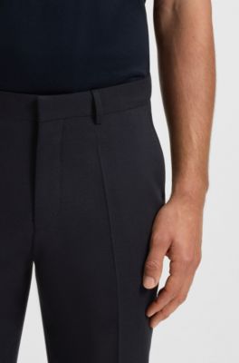 Regular-fit trousers in micro-patterned stretch fabric, Dark Blue