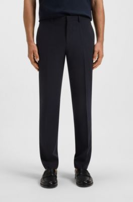Regular-fit trousers in micro-patterned stretch fabric, Dark Blue