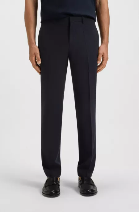 Pantalon Regular Fit en tissu stretch à micro motif