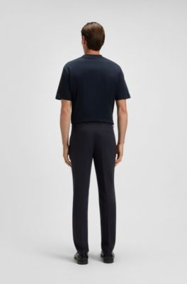 Regular-fit trousers in micro-patterned stretch fabric, Dark Blue