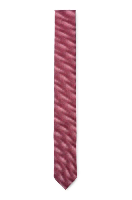 Silk-jacquard tie with all-over micro pattern, Dark Red
