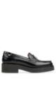 Penny-trim loafers in leather with chunky sole, Black