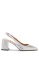 Slingback pumps in laminated Italian leather, Silver