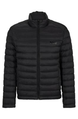 Hugo Boss Water-repellent Padded Jacket With Tonal Logo In Black