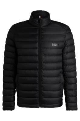 Hugo Boss Water-repellent Padded Jacket With Tonal Logo In Black