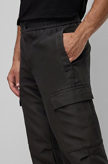 BOSS 博斯宽松版型可回收材质工装裤,  001_Black