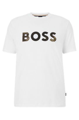 Homme T-shirts T-shirts BOSS by HUGO BOSS T-shirt en coton mercerisé à logo imprimé revisité Coton BOSS by HUGO BOSS pour homme en coloris Noir 
