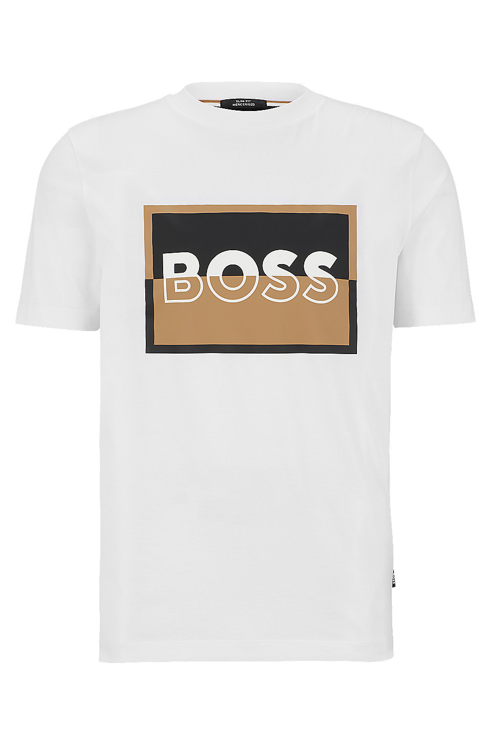 BOSS - Slim-fit T-shirt in mercerised cotton with split logo
