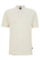 Mercerised-cotton slim-fit T-shirt with honeycomb structure, White