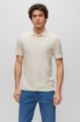 Camiseta slim fit de algodón mercerizado con estructura panal de abeja, Blanco