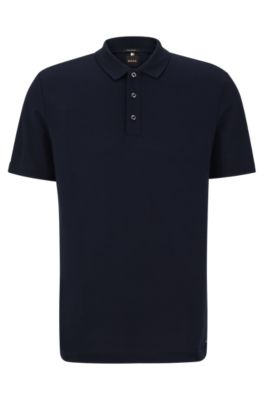 Hugo Boss Cotton-silk Polo Shirt With Bubble Structure In Blue | ModeSens