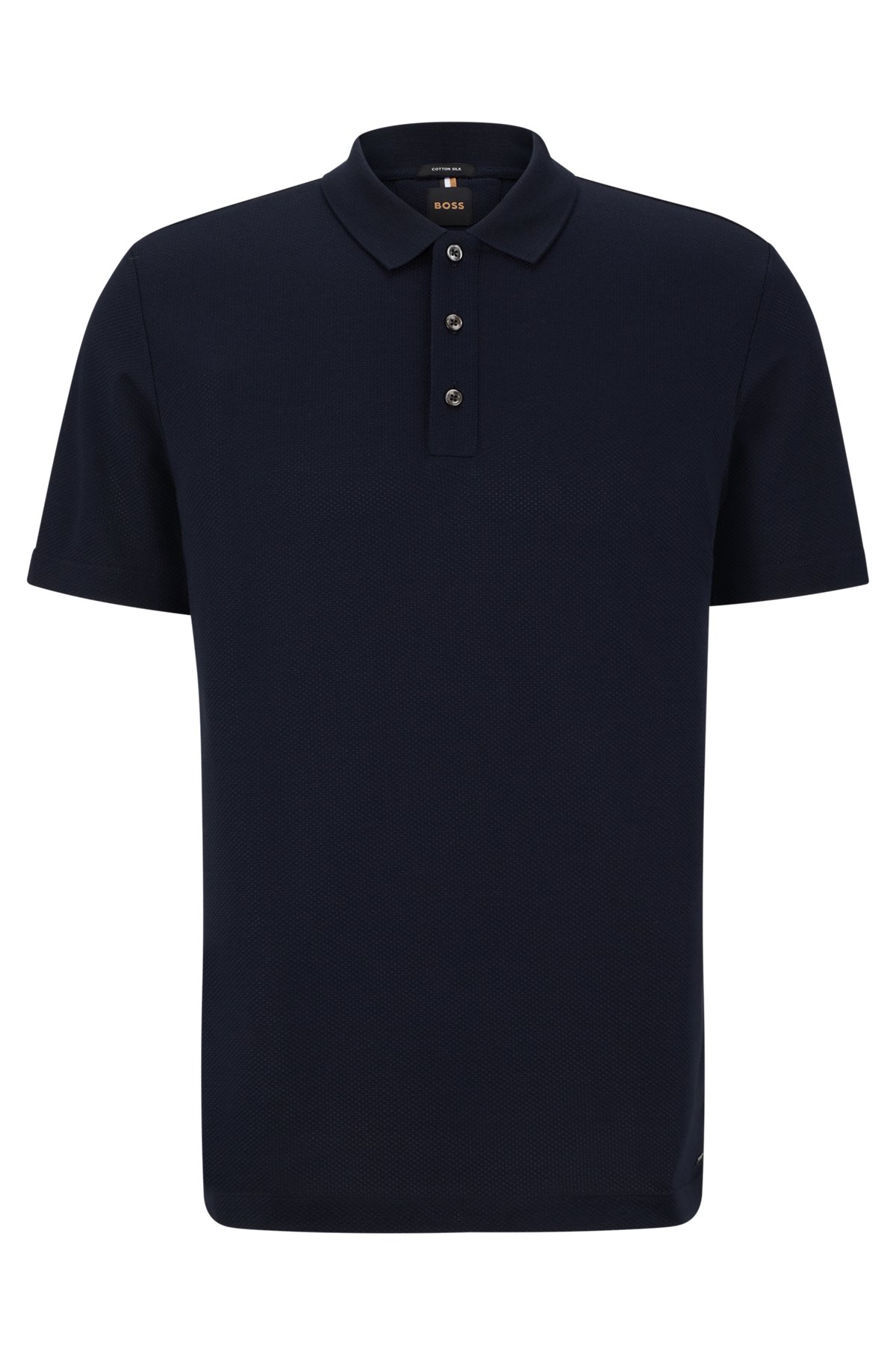 BOSS - Cotton-silk polo shirt with bubble structure
