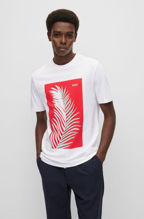 Versace Baumwolle T-shirt Aus Baumwolljersey Mit Logo in Weiß für Herren Herren Bekleidung T-Shirts Kurzarm T-Shirts 