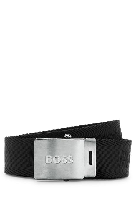 Herren Gürtel BOSS by HUGO BOSS Gürtel BOSS by HUGO BOSS In Italien gefertigter Gürtel mit durchgehenden Logos in Schwarz für Herren 