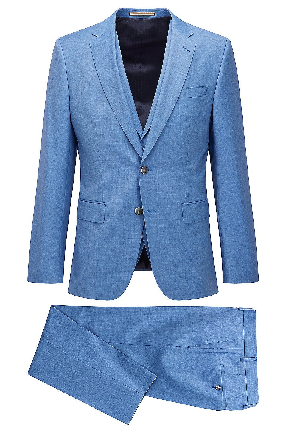 BOSS - Three-piece slim-fit suit in wool