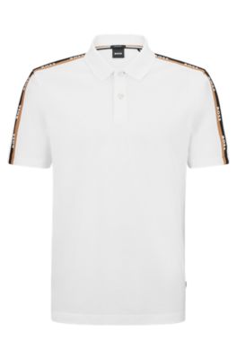 BOSS - Mercerised-cotton polo shirt with logo inserts BOSS - Mercerised-cotton polo shirt with logo inserts