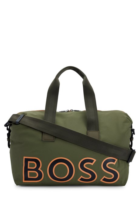 Recycled-nylon holdall with large logo, Light Green