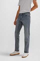 Regular-fit jeans in grey Italian soft-touch denim, Grey