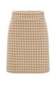 Houndstooth-pattern pencil skirt in a wool blend, Light Brown
