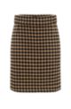 Houndstooth-pattern pencil skirt in a wool blend, Patterned